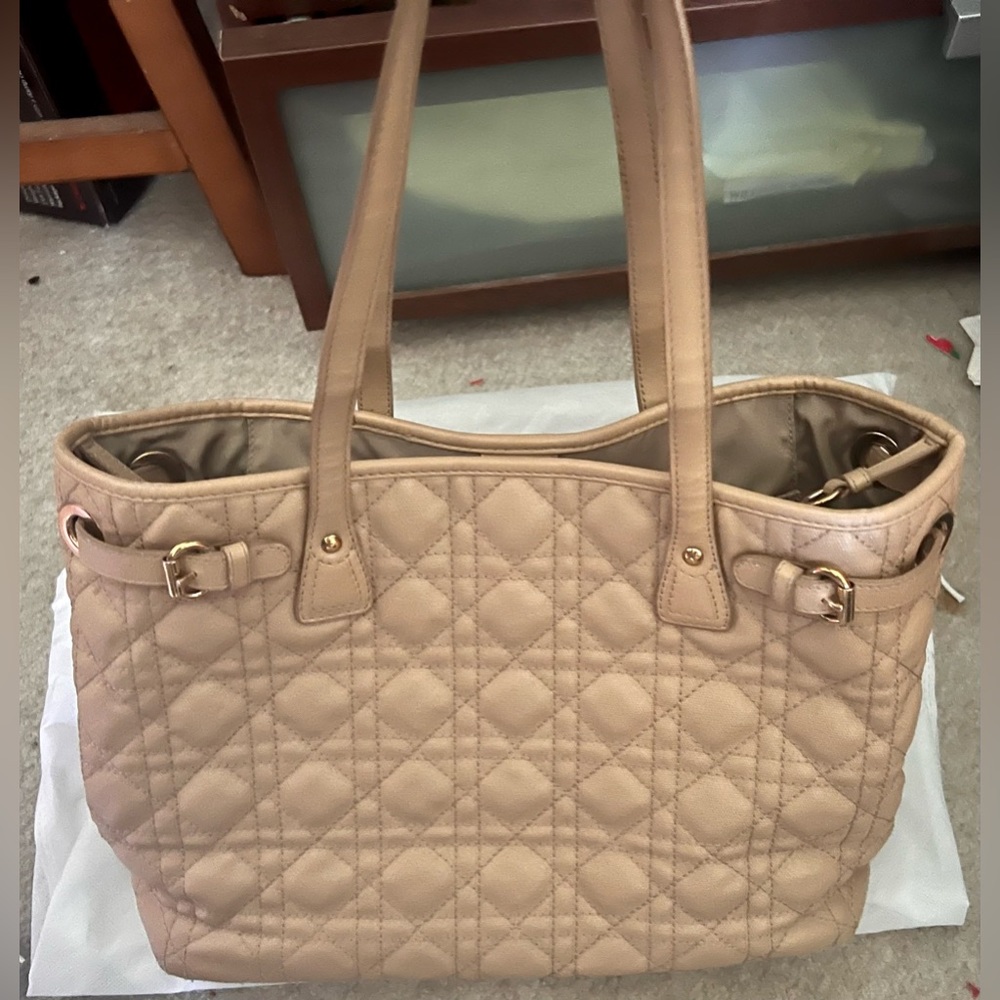Christian Dior Cannage Panarea 2-way Tote Beige